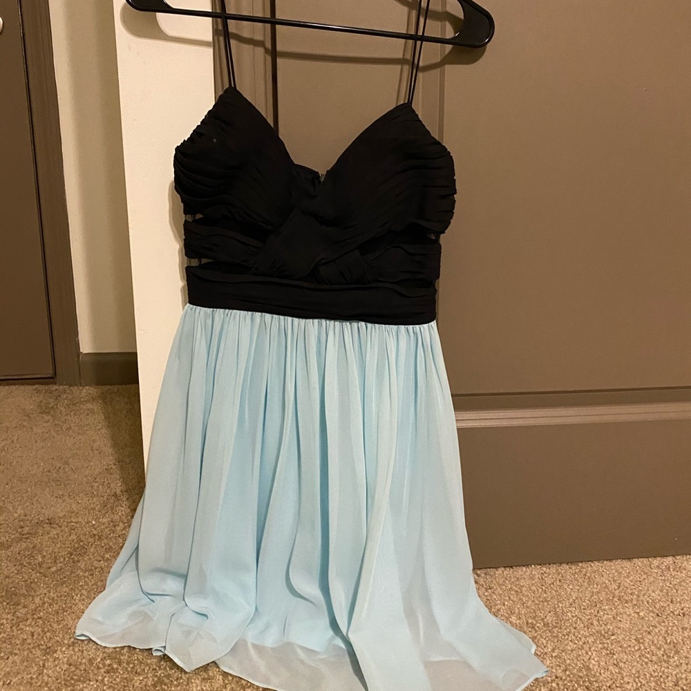 Black and light blue dress